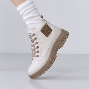 슈리오 여성 소가죽 부드러운 키높이 앵클 발목 스니커즈 4cm