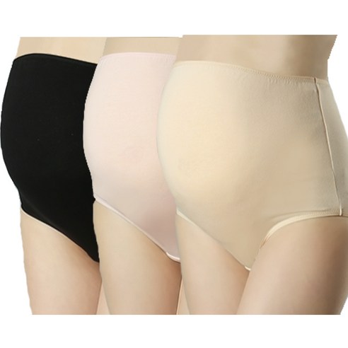 프레벨라 임산부 전용 산전 면팬티 3p 세트, 스킨, 핑크, 블랙