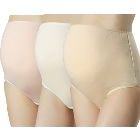 프레벨라 임산부 전용 산전 면팬티 3p 세트, 스킨, 크림, 핑크