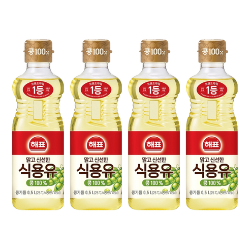 사조 해표 콩기름 식용유, 500ml, 4개