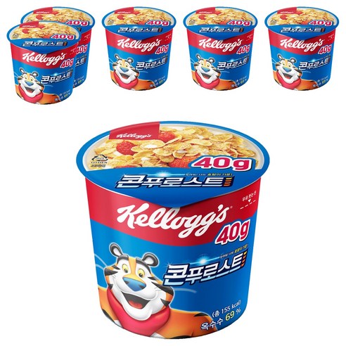 켈로그 콘푸로스트 컵시리얼, 40g, 6개