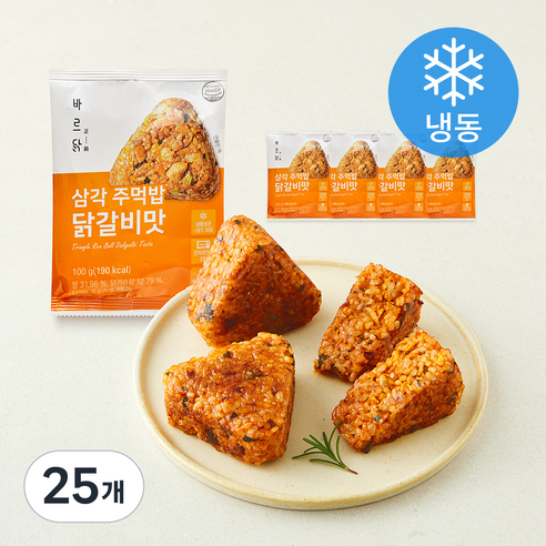 [로켓프레시] 바르닭 삼각주먹밥 닭갈비맛 (냉동), 100g, 25개