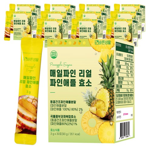 바른생활 매일파인 리얼 파인애플 효소, 90g, 12개