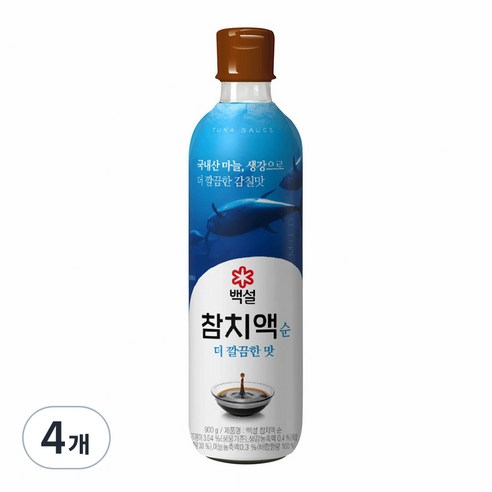 백설 참치액 순 더깔끔한맛, 900g, 4개