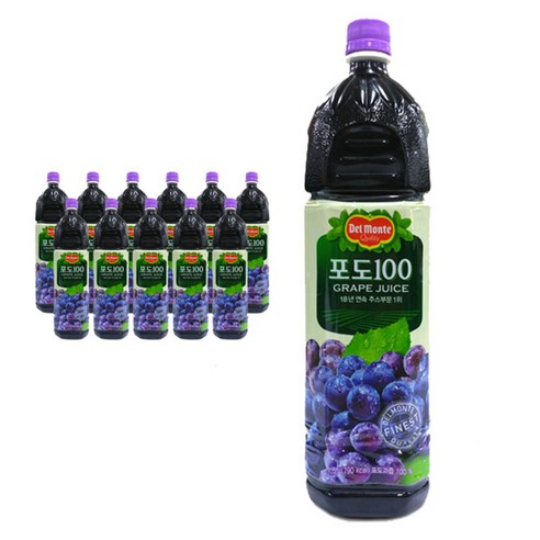델몬트 포도 100 주스, 1.5L, 12개
