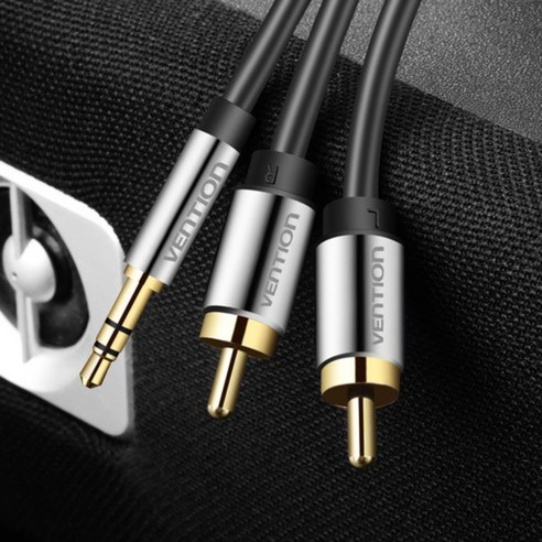 벤션 무산소 3.5mm 스테레오 to 2 RCA 오디오 케이블, 08.블랙/10m