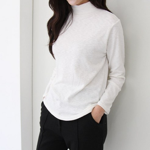 레니 기본 폴라 임산부 티셔츠, 아이보리