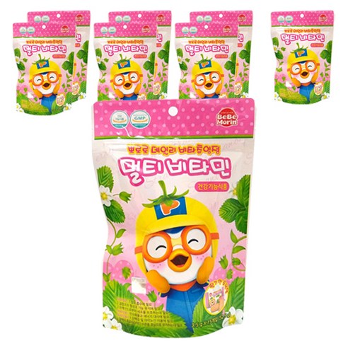 뽀로로 데일리 비타츄잉정 멀티비타민 딸기맛, 52.5g, 8개