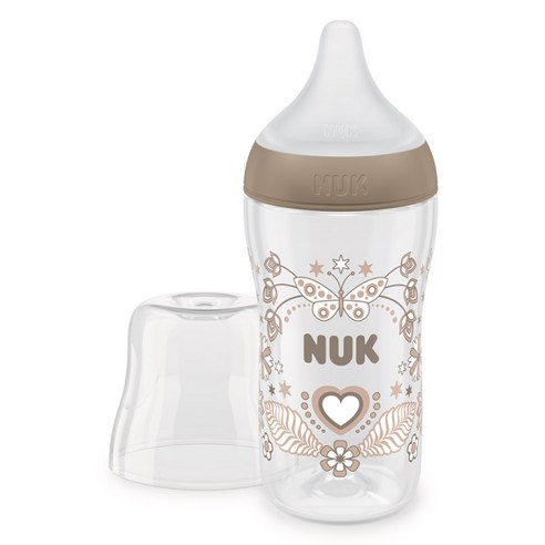 누크 퍼펙트매치 젖병 + 젖꼭지 M 세트, 하트, 260ml, 1세트