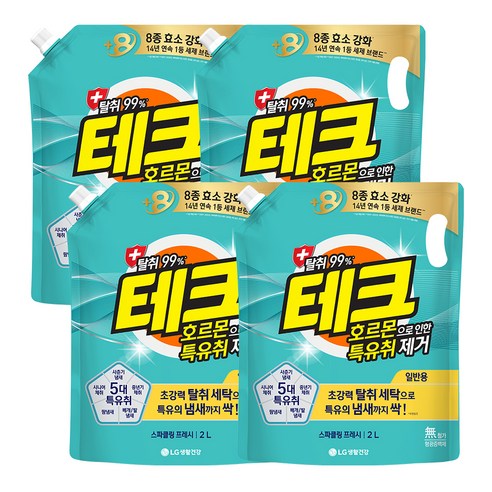 테크 호르몬으로 인한 특유취제거 액상세제 리필, 2L, 4개