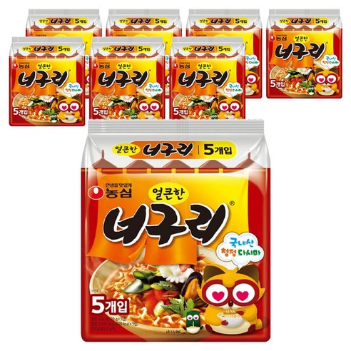 농심 얼큰한 너구리 120g, 40개