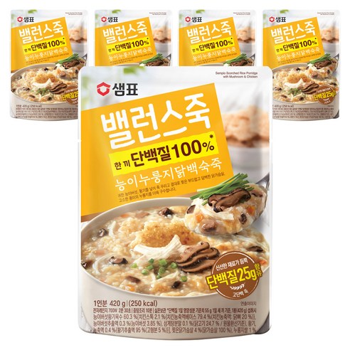 샘표 밸런스죽 능이누룽지닭백숙죽, 420g, 5개