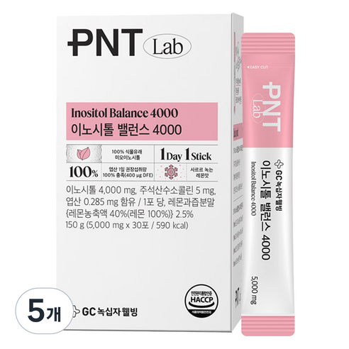 GC녹십자웰빙 PNT 이노시톨 밸런스 4000 30p, 150g, 5개
