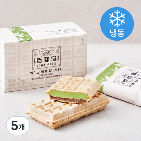 [로켓프레시] 백미당 녹차 팥 모나카 아이스크림 (냉동)