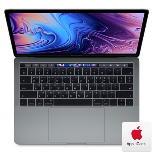 Apple 2019년 맥북 프로 터치바 13 8세대, 스페이스 그레이, AppleCare+포함, i5-2.4GHz quad-core, SSD 512GB, Intel Iris 655