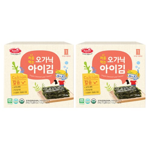 베베스트 처음 먹는 오가닉 아이김, 김, 15g, 2개