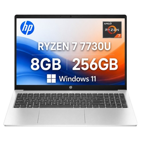 HP 2026 노트북 15.6 라이젠 7 AMD Radeon, 네추럴실버, 15-fc0751AU, 256GB, 8GB, WIN11 Home