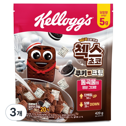 첵스초코 쿠키앤크림 시리얼, 420g, 3개