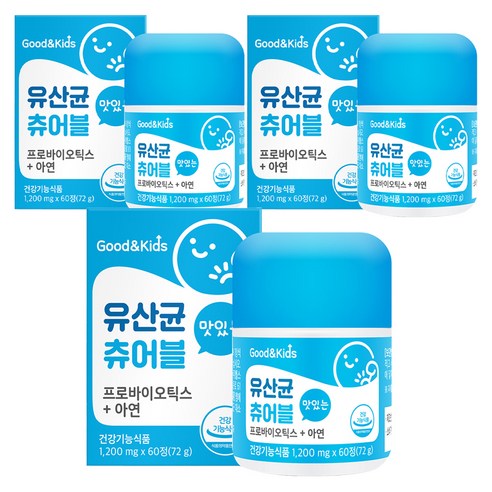 굿앤키즈 맛있는 유산균 츄어블, 60정, 3개