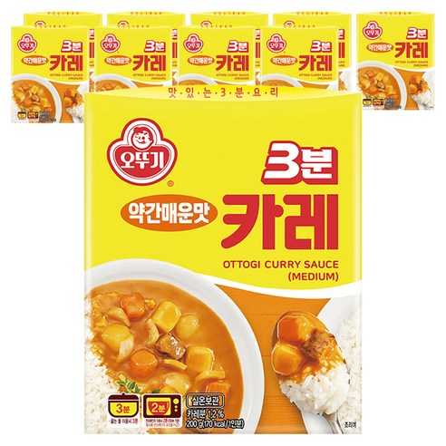 오뚜기3분 카레 약간매운맛, 200g, 10개