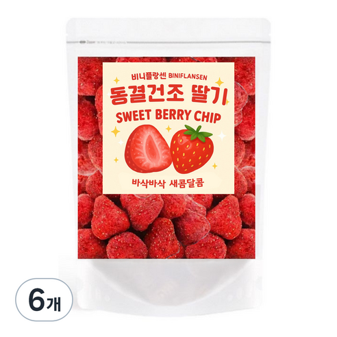 비니플랑센 동결건조 딸기 스윗베리칩, 50g, 6개