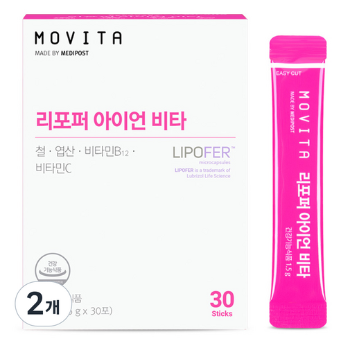 모비타 메디포스트 리포퍼 아이언 비타 철분 30p, 45g, 2개