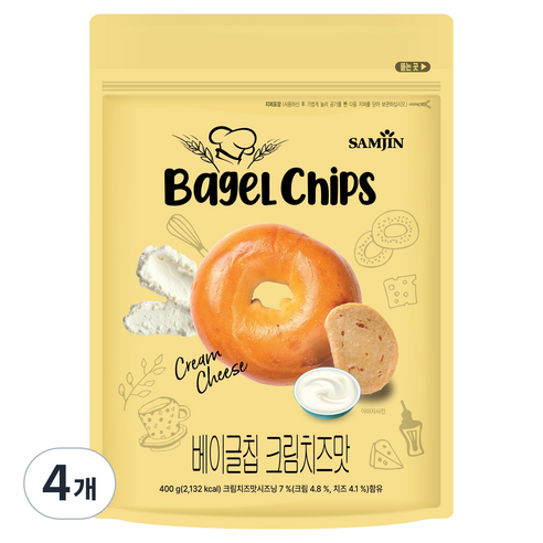 삼진 베이글칩 크림치즈맛, 400g, 4개