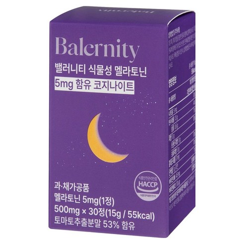 밸러니티 5mg 식물성 멜라토닌 테아닌 트립토판 15g, 1개, 30정