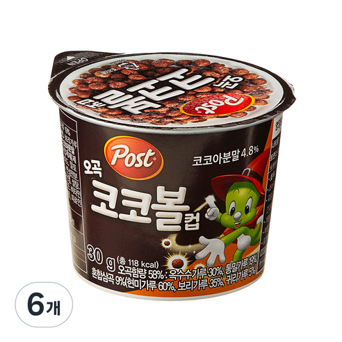 포스트 오곡코코볼 컵 시리얼, 30g, 6개