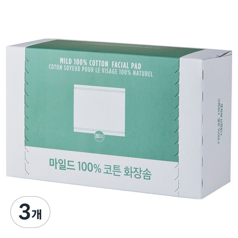 더페이스샵 데일리 마일드 100% 코튼 화장솜, 80매입, 3개