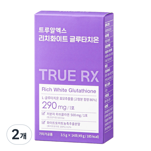 트루알엑스 고순도 고함량 리치 화이트 글루타치온 분말 14p, 2개, 49g