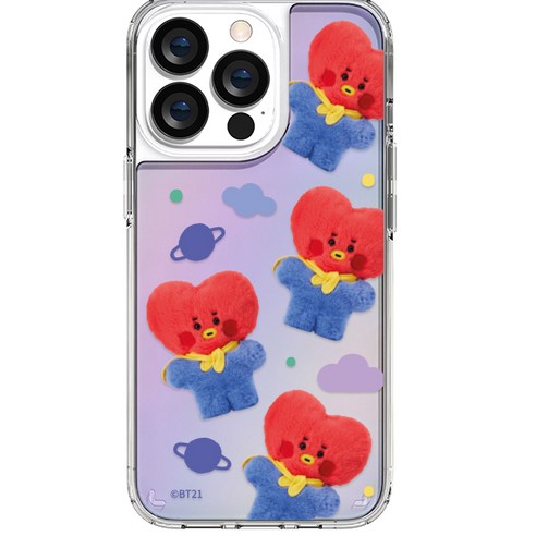 아이컬러즈 BT21 플러피 패턴 홀로그램 휴대폰 케이스