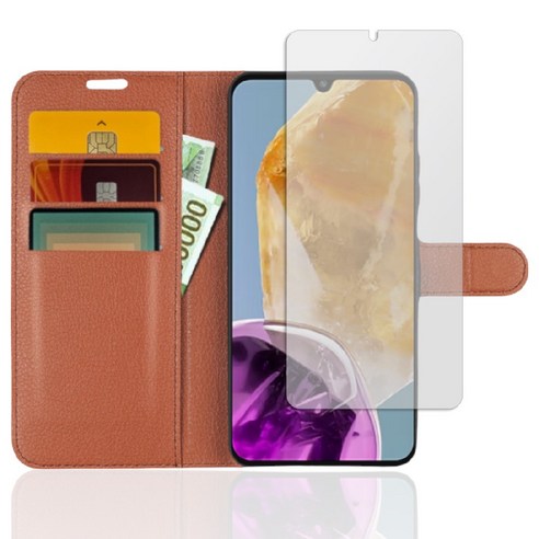 갤럭시 와이드7 지갑 카드 지폐 수납 가죽 케이스 저반사 필름