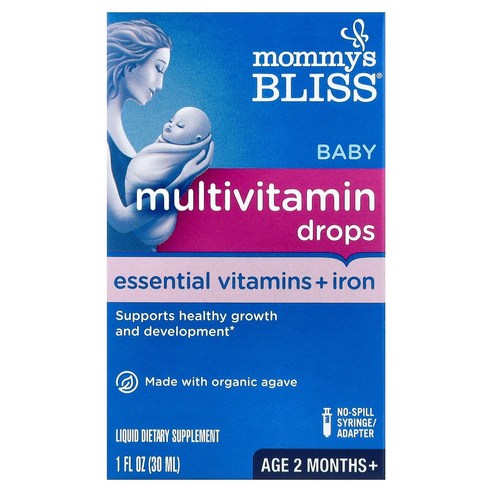 마미스블리스 Mommys Bliss 유아용 종합비타민 및 철분 포도 맛 생후 2개월 이상 30ml(1fl oz)