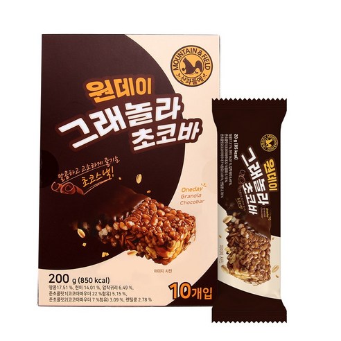 산과들에 원데이그래놀라초코바 20g 10개 세트, 1세트