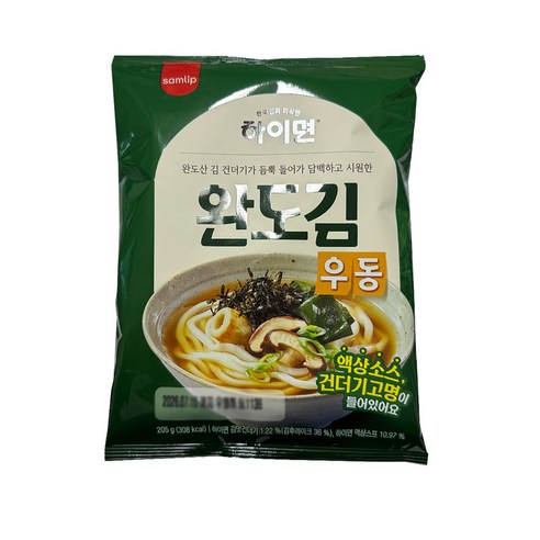 삼립 하이면 한국식 완도 김우동 우동, 205g, 5개