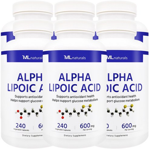 [미국번개배송] 마이라이프 내추럴스 알파리포산 600 mg 240 야채캡슐, 6개, 240정