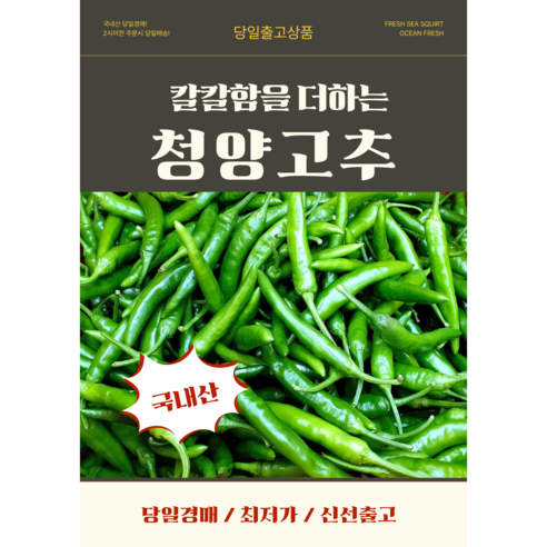 국내산 청양고추 신선한 매운고추 요리용, 1개, 특1kg