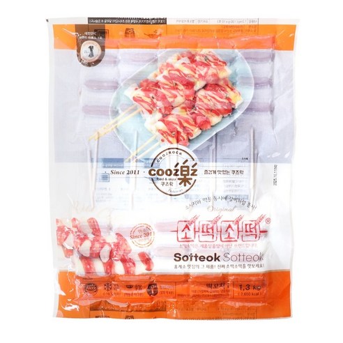 푸드올마켓_ 쿠즈락 떡꼬치I 1.3kg /소떡소떡/냉동 한박스 (1.3kg x 8ea)-아이스박스무료