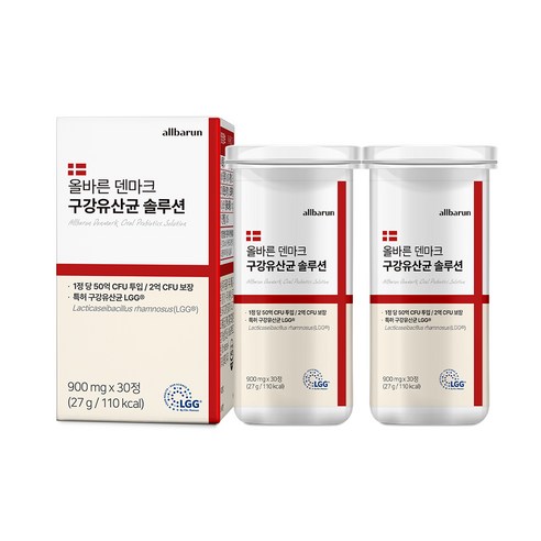 올바른 정품 덴마크 프리미엄 구강유산균 솔루션, 2개, 30정