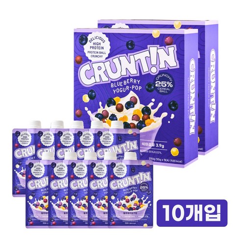 [본사공식몰] 크런틴 크런치볼 단백질쉐이크 블루베리요거팝 당 0g대
