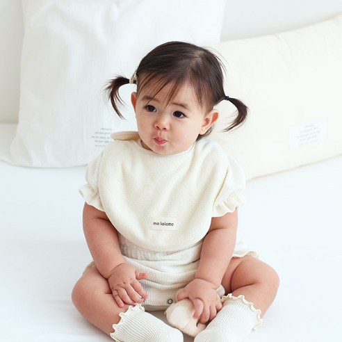 마롤로뜨 테리 원형 아기 턱받이 양면 2겹, 1개, 1개입, 아이보리_테리원형턱받이