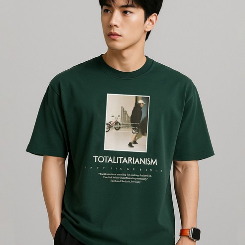 어워크 오버핏 반팔 빅사이즈( M-5XL) 나염 티셔츠 바이시클맨