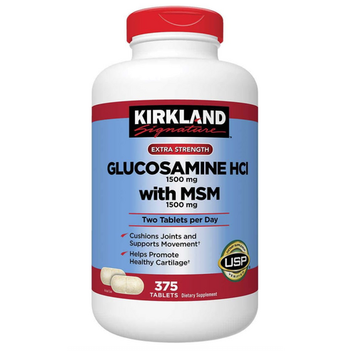 커클랜드시그니춰 글루코사민 HCI 1500mg MSM 타블렛, 3개, 375정