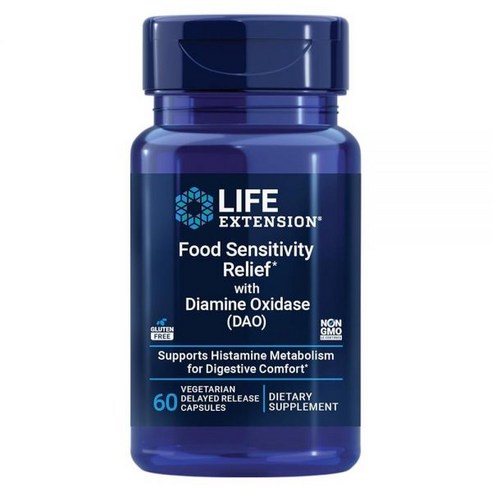 Life Extension 디아민 산화효소(DAO)가 함유된 식품 민감도 완화, 간헐적 가스, 소화 편안함, 히스타민 민감도, DAO 효소 보충제, 글루텐 프리, GMO 채식주