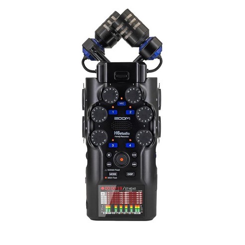 Zoom H6 Studio 휴대용 녹음기, 음악가, 영화 제작자 및 팟캐스터를 위한 대형 스테레오 마이크, 4개의 프로 품질 프리앰프, 8개의 녹음 트랙, 32비트 플로트, 게