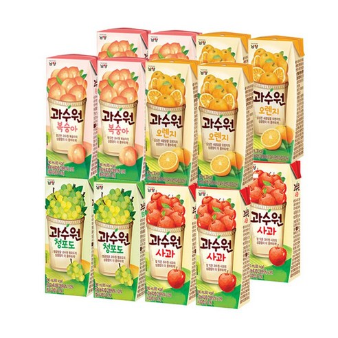 과수원 4종 각4팩 (총16팩) 사과4+복숭아4+오렌지4+청포도4, 190ml, 1세트