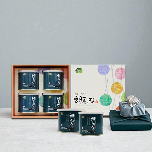바다소리 올리브로 구운 초사리 곱창돌김 해품은김축복세트( 4캔) 답례품 캔김, 5개