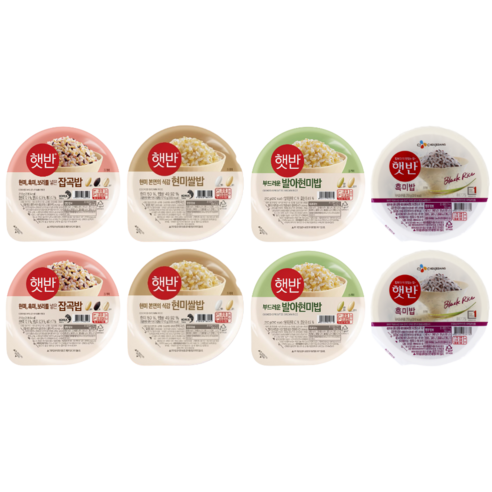 CJ 건강 햇반 4종 세트(흑미+잡곡+현미쌀밥+발아현미), 8개, 210g