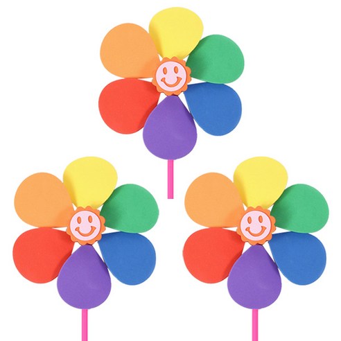 아이베이비아트 둥근꽃EVA바람개비 만들기DIY 민화샵 미술교재 아동교구, 3개